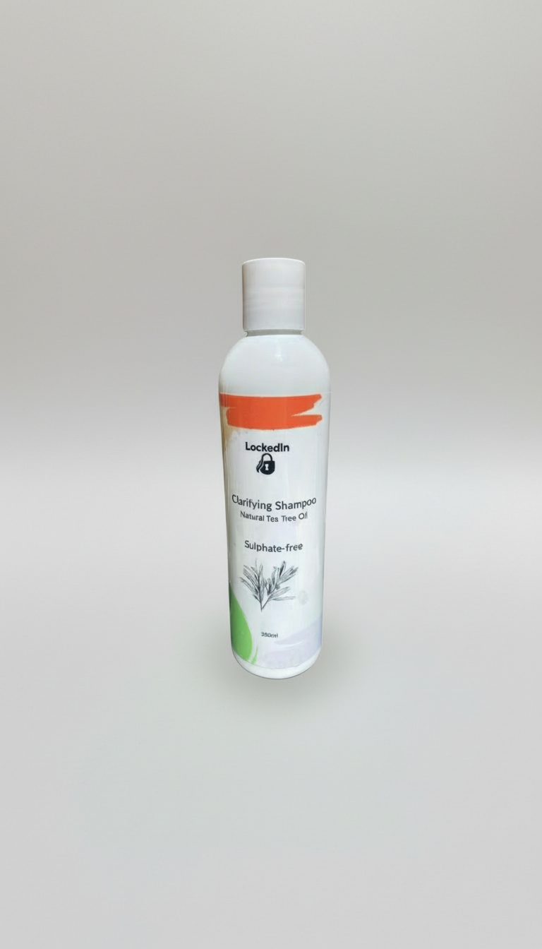 Shampoo in a white bottle