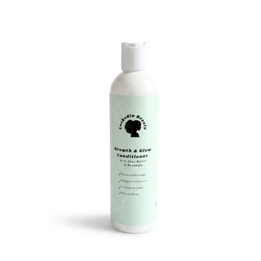 Conditioner in a white bottle with a green lable and white top.