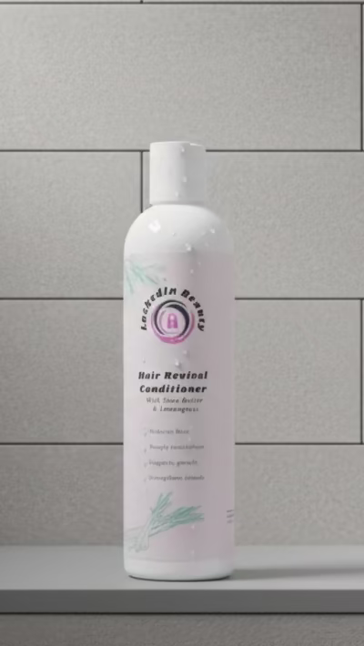 White conditioner hair revival with pink label